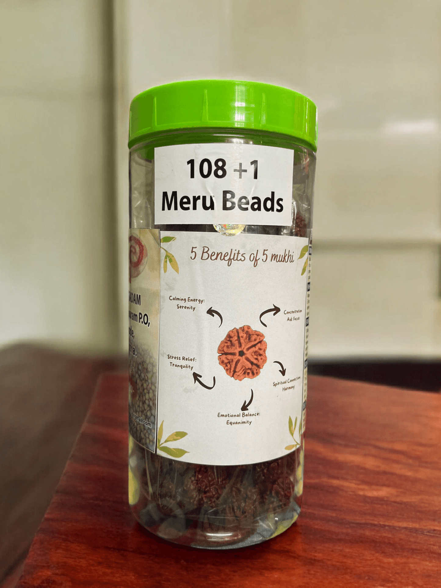 5 MUKHI RUDRAKSHA Powerfull Big 108+1 Meru Bead (SACRED BOX)