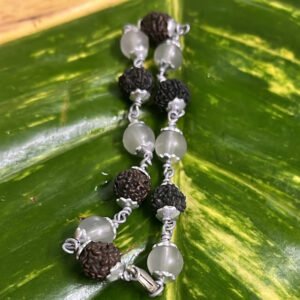 Six Rudraksham Bracelet With White Stone