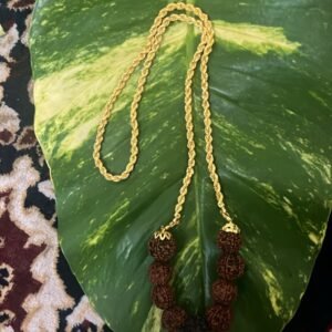 9 Five Mukhi Rudraksham beads with Elegant Black 5 Mukhi centre bead